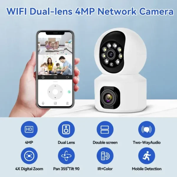 2K 2MP Dual Lens Smart WiFi PTZ IP Camera Baby Monitor Camera Night Vision Ai Auto Surveillance Wireless CCTV Surveillance Monitor - Image 5