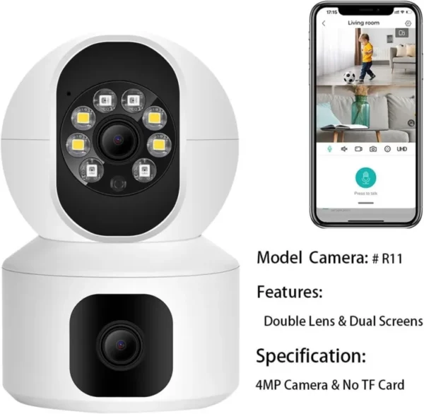 2K 2MP Dual Lens Smart WiFi PTZ IP Camera Baby Monitor Camera Night Vision Ai Auto Surveillance Wireless CCTV Surveillance Monitor - Image 3