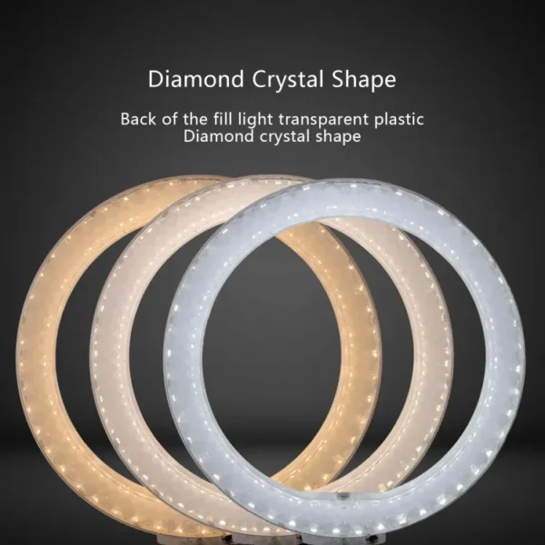 Round Ring Light | RDB Multi color and modes Diamond Crystal Lamp Ring and simple ring | Dual side Transparent multi colors light multiple mode RGB Ring light | Stand is not included - Image 5