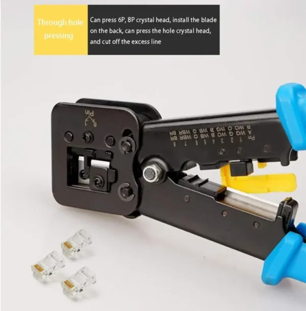 RJ45 Cat5 Cat5e Cat6 Crimp Tool Kit Pass Through Crimping, Ethernet Crimper Network Tool for Pass Through and Legacy Connector - Image 7