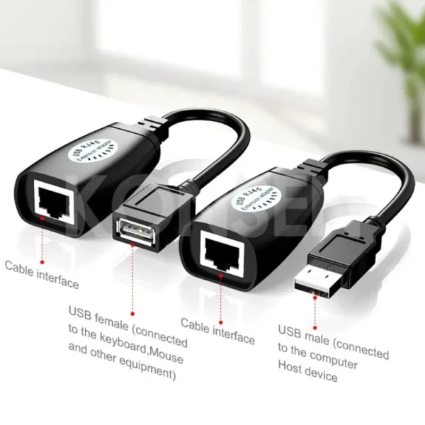 USB Extension Extender Adapter Up To 150ft Using CAT5 RJ45 LAN Cable - Image 2