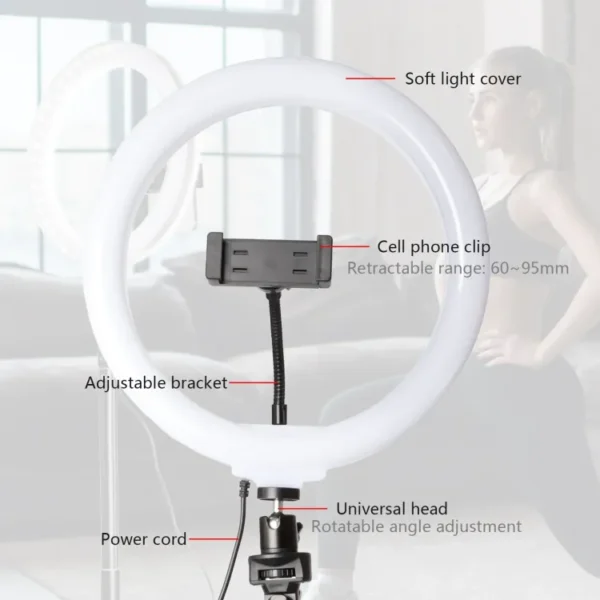 Round Ring Light | RDB Multi color and modes Diamond Crystal Lamp Ring and simple ring | Dual side Transparent multi colors light multiple mode RGB Ring light | Stand is not included - Image 4