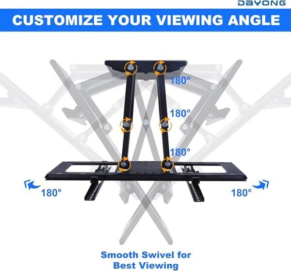 Full Motion Tv Wall Mount Stand Bracket for 32"-70" LCD/LED TVs – 180° Rotation 15° Tilt - Image 3