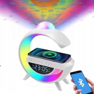 Wireless Bluetooth Audio G2388A LED Lights Lamp with Type-C charging and Wireless Charger With DISCO Lights on Top