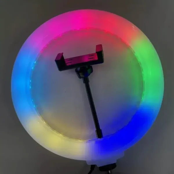 Round Ring Light | RDB Multi color and modes Diamond Crystal Lamp Ring and simple ring | Dual side Transparent multi colors light multiple mode RGB Ring light | Stand is not included - Image 8
