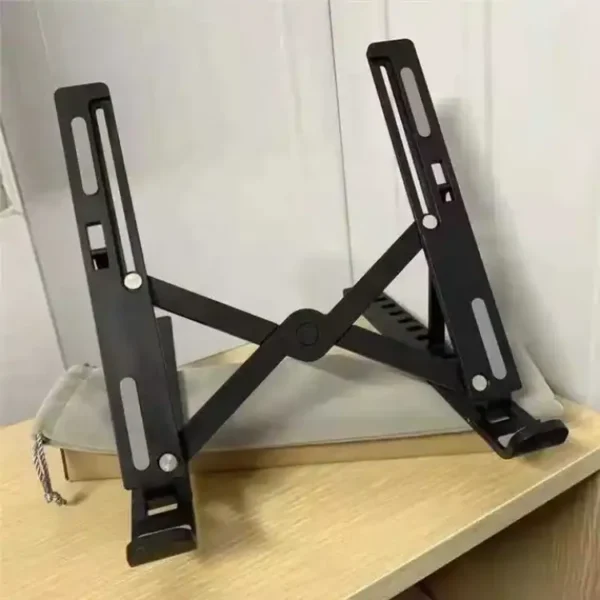 Laptop Plastic Stand Simple adjustable portable black laptop stand folding abs home, office, tablet, pc, desktop holder bracket - Image 4