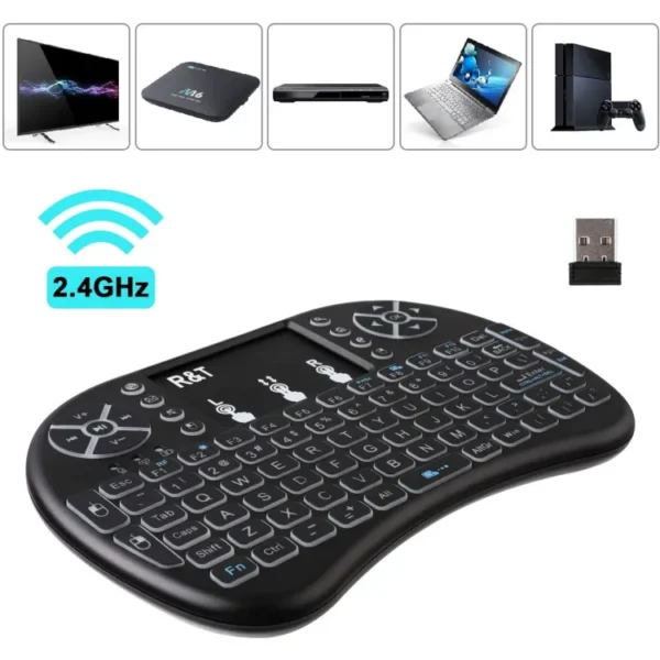 7 Color Backlight Mini Wireless Keyboard 2.4GHz English 3 Color Air Mouse with Touchpad Remote Control Android TV Box - Image 4