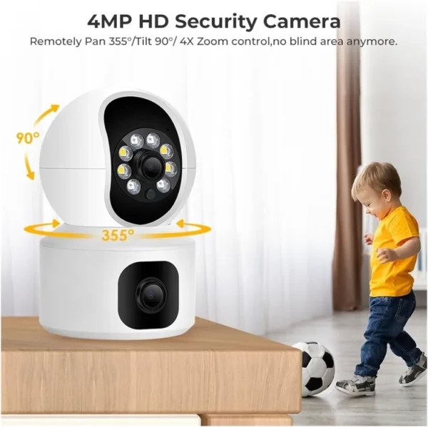 2K 2MP Dual Lens Smart WiFi PTZ IP Camera Baby Monitor Camera Night Vision Ai Auto Surveillance Wireless CCTV Surveillance Monitor - Image 4