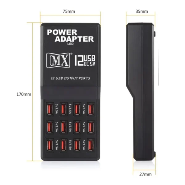 12 Port USB Charging Station Power Socket Multi-Port Fast Wall Charger, Multi-Port Charger Hub Home Office Phone Adapter - Image 6