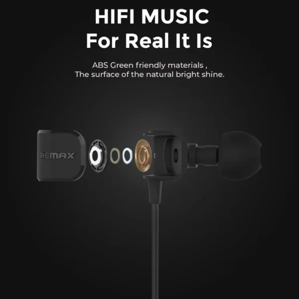 Remax RM-502 Stereo Music headphones with HD Mic in-ear 3.5mm wired Earphone For iphone Xiaomi Samsung - Image 2