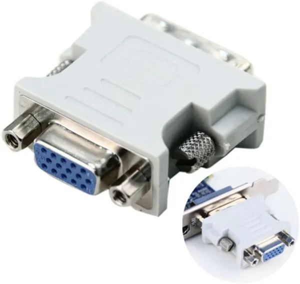 DVI to VGA Adapter – DVI (24+1)/(24+5) Male to VGA Female Converter for PC, Laptop, Monitor, and Projector