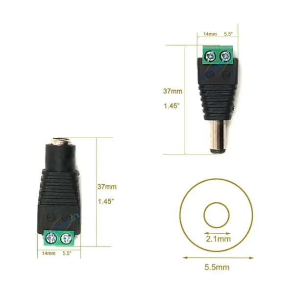 2.1x5.5mm Female Male DC Connector Power Jack Adapter Plug Cable Connector for LED COB Strip Light Bar DIY Lamp Bulb - Image 5