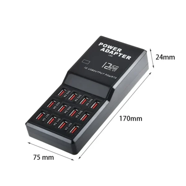 12 Port USB Charging Station Power Socket Multi-Port Fast Wall Charger, Multi-Port Charger Hub Home Office Phone Adapter - Image 5