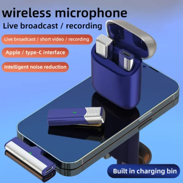 SX960 Lavalier Wireless Microphone Automatic Noise Reduction Live Interview Recording With Charging Case 2.4G Chip - Image 3