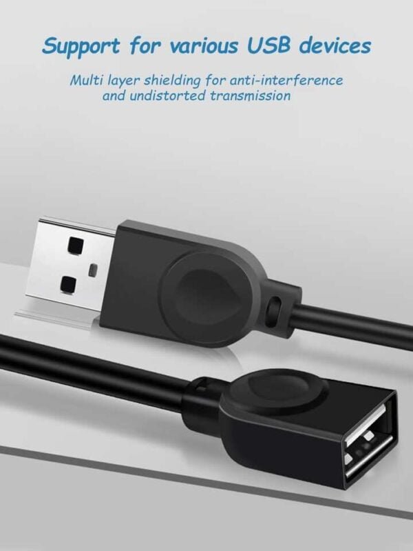 USB 2.0 Extension Cable Male to Female – High-Speed Data Transfer Cord for PC, Laptop, Printer, Keyboard, USB Hub - Image 2