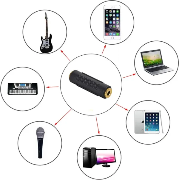 3.5mm Stereo Jack to 3.5mm Stereo Jack Adapter Connectors Stereo Coupler Female to Female - Image 10