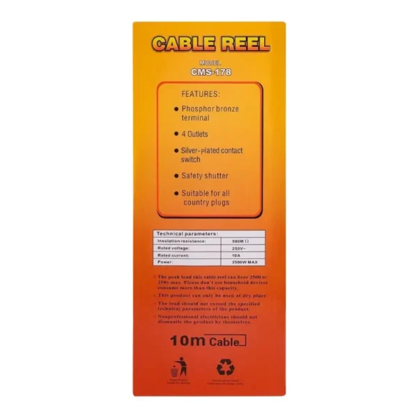 Camelion CMS-178 ( 10 Meter Extension Wire with 4-Way Socket BT Plug Closed Cable Reel Red/Black ) - Image 3