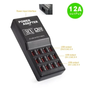 12 Port USB Charging Station Power Socket Multi-Port Fast Wall Charger, Multi-Port Charger Hub Home Office Phone Adapter