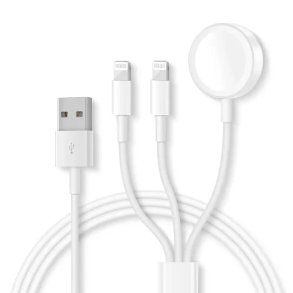 Wireless Watch Charger Cable Compatible for Apple Watch Series 8 7 6 5 4 3 2 1 SE1 SE2, 4.9ft Watch Charging 3 in 1 Portable Phone and Watch Charger for Phone
