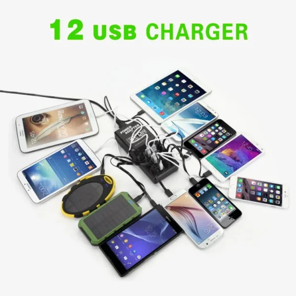 12 Port USB Charging Station Power Socket Multi-Port Fast Wall Charger, Multi-Port Charger Hub Home Office Phone Adapter - Image 4