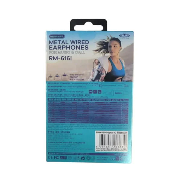 Remax Earphones, Remax Wired Earphone RM.6l6i for music and call High Definition Audio with (Original IC) - Image 4