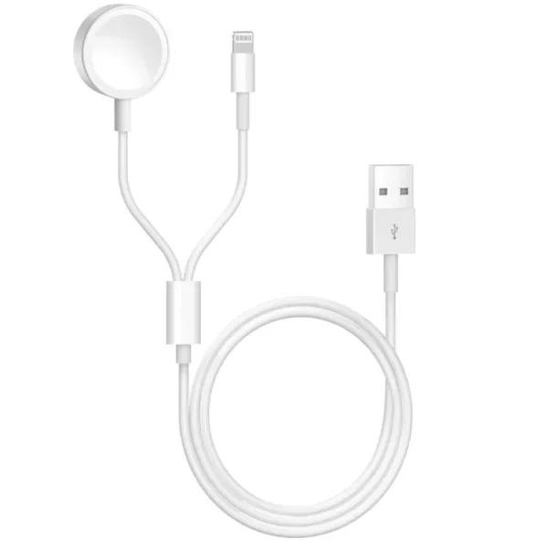 2 in 1 iPhone and Watch Charger Cable (1m) Magnetic iWatch Charging Cable with USB Wall Charger Travel Plug for Apple Watch Series 9/8/7/6/SE/5/4/3/2/1 & iPhone 14/13/12/11/Pro/Max/X