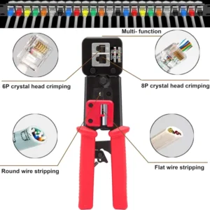 RJ45 Cat5 Cat5e Cat6 Crimp Tool Kit Pass Through Crimping, Ethernet Crimper Network Tool for Pass Through and Legacy Connector