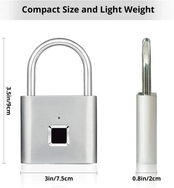 Fingerprint Padlock,AICase Ultra Light One Touch Open Fingerprint Lock with USB Charging for Gym, Sports, School Employee Locker, etc. - Image 5