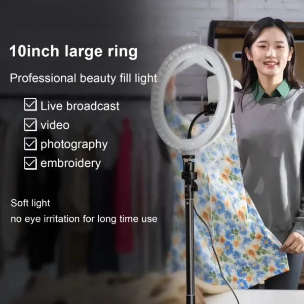 Round Ring Light | RDB Multi color and modes Diamond Crystal Lamp Ring and simple ring | Dual side Transparent multi colors light multiple mode RGB Ring light | Stand is not included - Image 6
