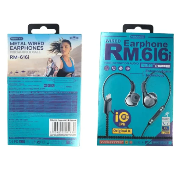 Remax Earphones, Remax Wired Earphone RM.6l6i for music and call High Definition Audio with (Original IC) - Image 5