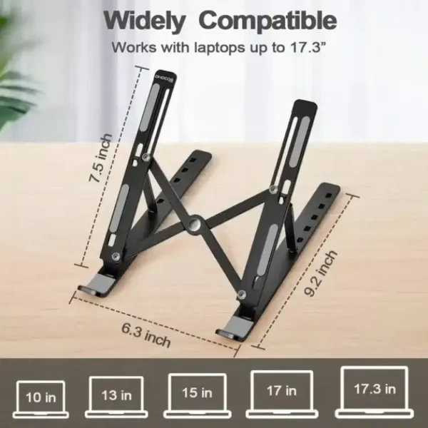 Laptop Plastic Stand Simple adjustable portable black laptop stand folding abs home, office, tablet, pc, desktop holder bracket - Image 8