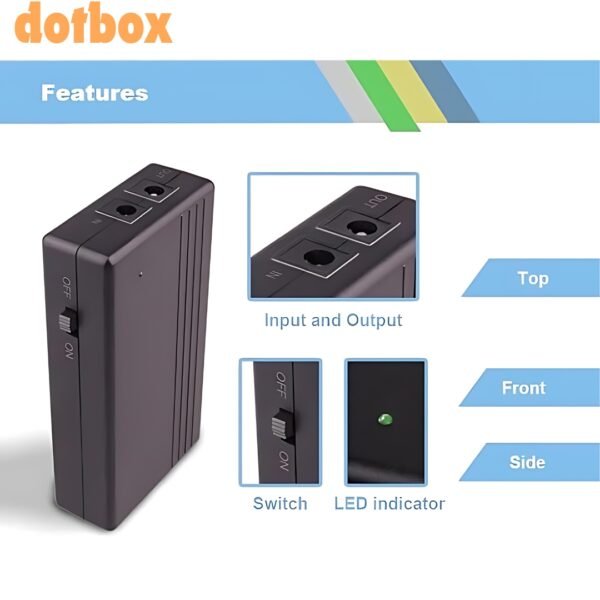 Mini UPS 12V 1A Power Supply Uninterrupted Power Supply Battery Backup Router Backup Power Camera Power Supply Security System UPS Portable UPS Mini Battery Backup Continuous Power Supply Network Equipment UPS Surveillance Camera Backup Power Supply - Image 10