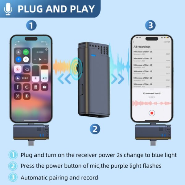 Jmary MW-16 2.4G Wireless Microphone for Mobile and Camera, with multiple mode, mute mode, noise cancelling and just plug and play - Image 2
