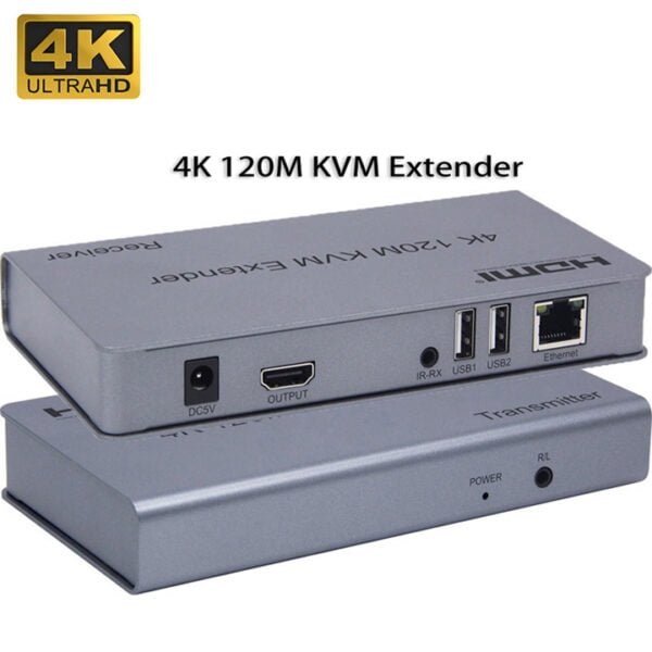 4K 120M HDMI KVM Extender over Cat5e/6 cable HDMI USB Ethernet Extender Transmit with Loop out IR Control Support Mouse Keyboard