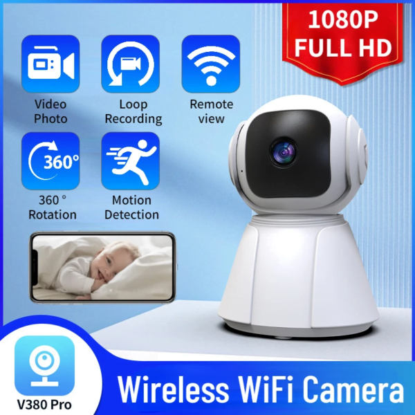 5MP Wireless Battery IP Camera with AI Detection | V380 Pro App | 10x Zoom, 360° PTZ, Full-Color Night Vision | Indoor Security CCTV with Motion Alerts