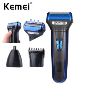 Kemei KM-6332 Multifunctional 3 In 1 Electric Foil Shaver Rechargeable Cordless Hair Clipper Beard Nose Hair Trimmer Razor Grooming Kit