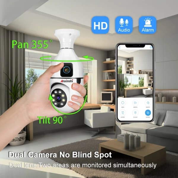 1080P HD 2mp +2mp 4mp digital Dual Lens security Camera double view v380pro app Day and night vision Two Ways Audio Color Night Vision Smart Home Security Wireless WIFI Indoor outdoor Camera - Image 5