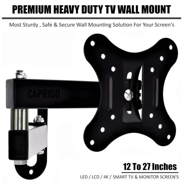 Heavy Duty TV Wall Mount Stand for 12 to 27 Inch LED/LCD/Monitor Screen’s, Full Motion Rotatable Universal TV & Monitor Wall Mount Bracket with...