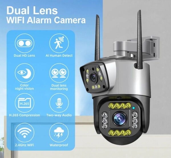 4G PTZ Dual Lens SIM IP Camera Smart Home Security with AI Detection