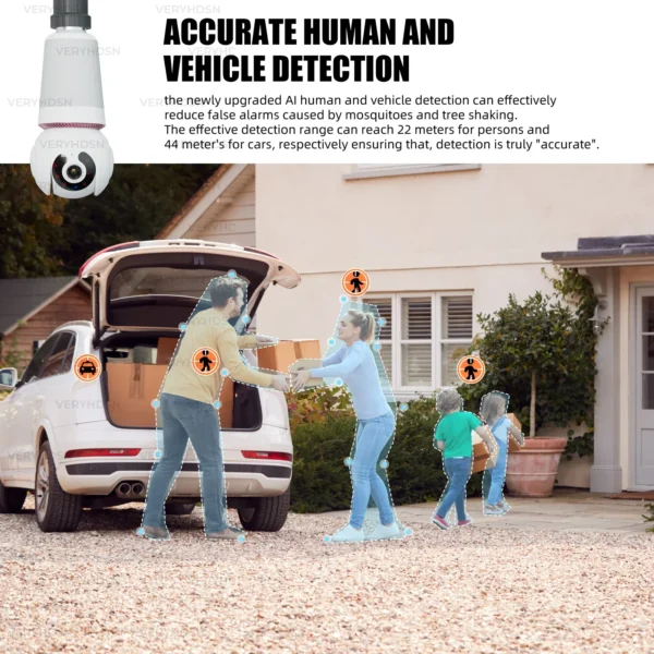 Home Indoor Wifi Wireless Camera with light bulb Two Way Audio 1080P Night Vision Network Video Light Bulb Camera 2MP - Image 10