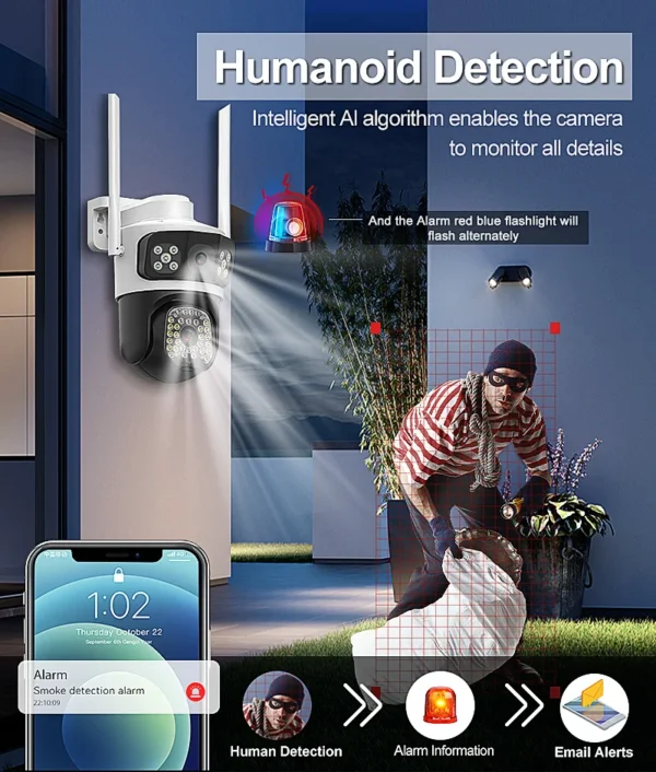 4MP UHD V380APP IP Camera 3 Views WIFI Dual-Camera Lens System PTZ Home Security Camera  CCTV Camera P2P Speed Dome Camera - Image 8