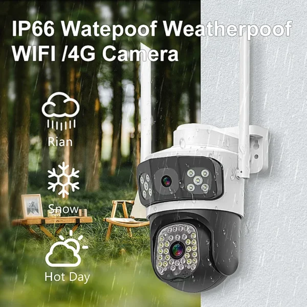 4MP UHD V380APP IP Camera 3 Views WIFI Dual-Camera Lens System PTZ Home Security Camera  CCTV Camera P2P Speed Dome Camera
