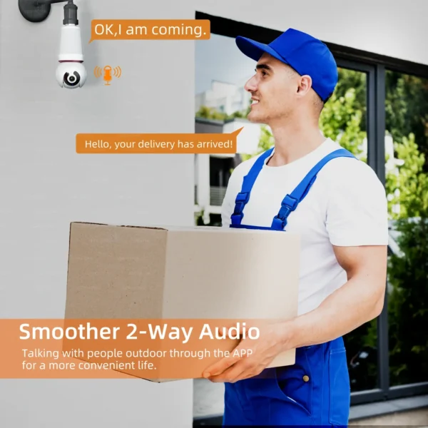Home Indoor Wifi Wireless Camera with light bulb Two Way Audio 1080P Night Vision Network Video Light Bulb Camera 2MP - Image 7