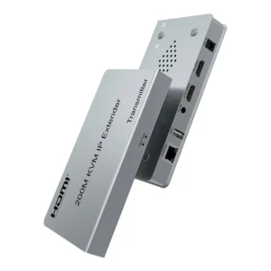 200M HDMI KVM IP Extender, Over IP RJ45 Ethernet CAT6 6A Transmitter Receiver 1 TX to 20 RX and Cascade Connection USB Keyboard Mouse Over UTP/STP H.264 (RX)