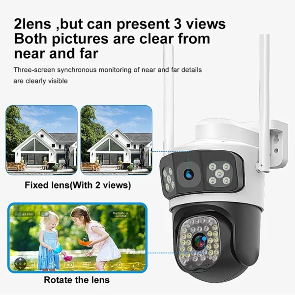 4MP UHD V380APP IP Camera 3 Views WIFI Dual-Camera Lens System PTZ Home Security Camera  CCTV Camera P2P Speed Dome Camera - Image 9