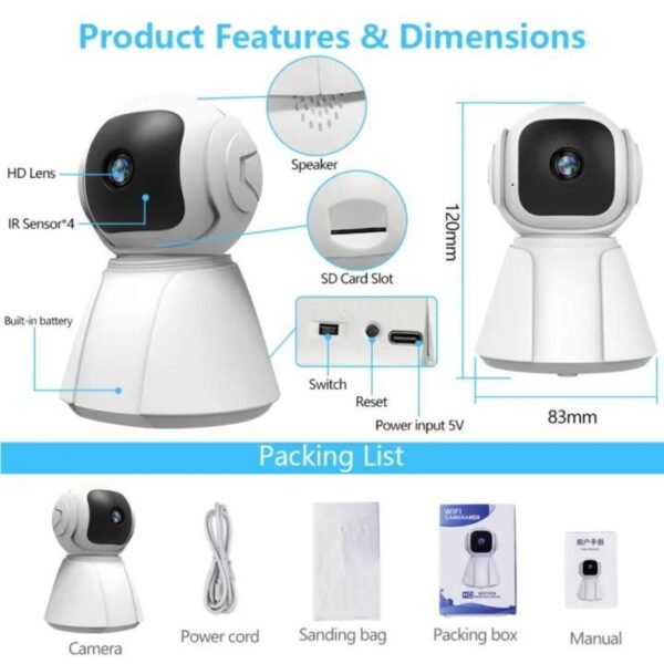 5MP Wireless Battery IP Camera with AI Detection | V380 Pro App | 10x Zoom, 360° PTZ, Full-Color Night Vision | Indoor Security CCTV with Motion Alerts - Image 17