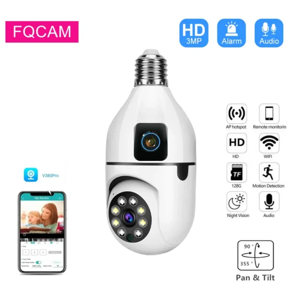1080P HD 2mp +2mp 4mp digital Dual Lens security Camera double view v380pro app Day and night vision Two Ways Audio Color Night Vision Smart Home Security Wireless WIFI Indoor outdoor Camera - Image 9
