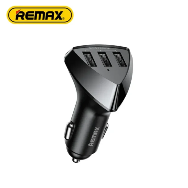 Remax Fast Car Charger with 3 USB ports, supports fast charging for mobile phones