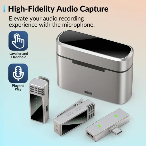 Jmary MW-15 Wireless Microphone with Charge Case, 2 Pack Clip-On Mini Lavalier Lapel Microphone for Video Recording Mic (Type-c) - Image 3