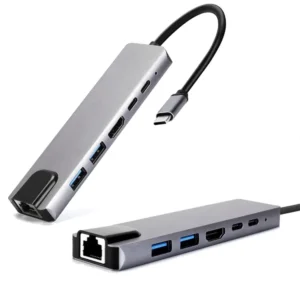 6-in-2 USB-C Hub: 4K HDMI, 2 USB Ports, 1 HDMI Port, PD Dock. Compatible with MacBook and other Type-C devices.